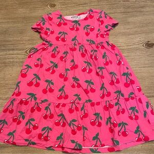 Mini Boden Pink Cherry Print Short Sleeve Dress